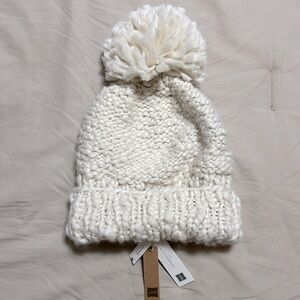 Women’s Handmade Look Collection Ivory Knit Beanie with Lining